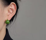 El Regalo Chunky 18K Gold Plated Enamel Hoop Earrings for Women & Girls | Elegant Bold Teardrop Huggie Hoops | Fancy Western Statement Jewellery | Glossy Curved Design for Casual Wear, Office & Party (Emerald Forest Green)