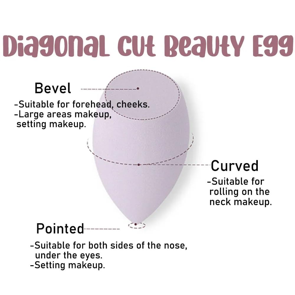 El Regalo 6 PCS Makeup Sponges Box, Heart Shaped New Sponges Powder Puff, Water Drop, Perfect Makeup Sponge Set Blender Flawless for Liquid, Washable, Super Soft, Gradient Purple