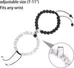 El Regalo 2PCs Magnetic Natural Stones Unisex Bracelets for Couples, Best Friend, Boyfriend & Girlfriend, Long Distance Connecting Bracelets Set- Valentines Day Gift (Black & White)