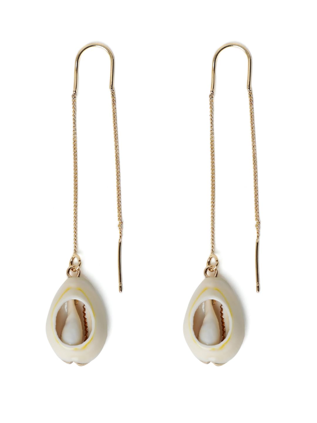 El Regalo Bohamian Cowrie Shell Earrings- Electroplated Retro Shell Charms Earrings for Girls & Women (Cowrie Shell Threader Earrings)