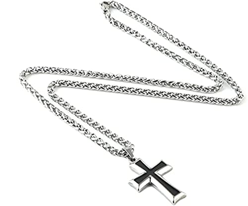 El Regalo 1 PC Men's Stainless Steel Necklace for Boys/Men- Gift for Him- Razor, Rings, Football, Cross (Cross Style2)