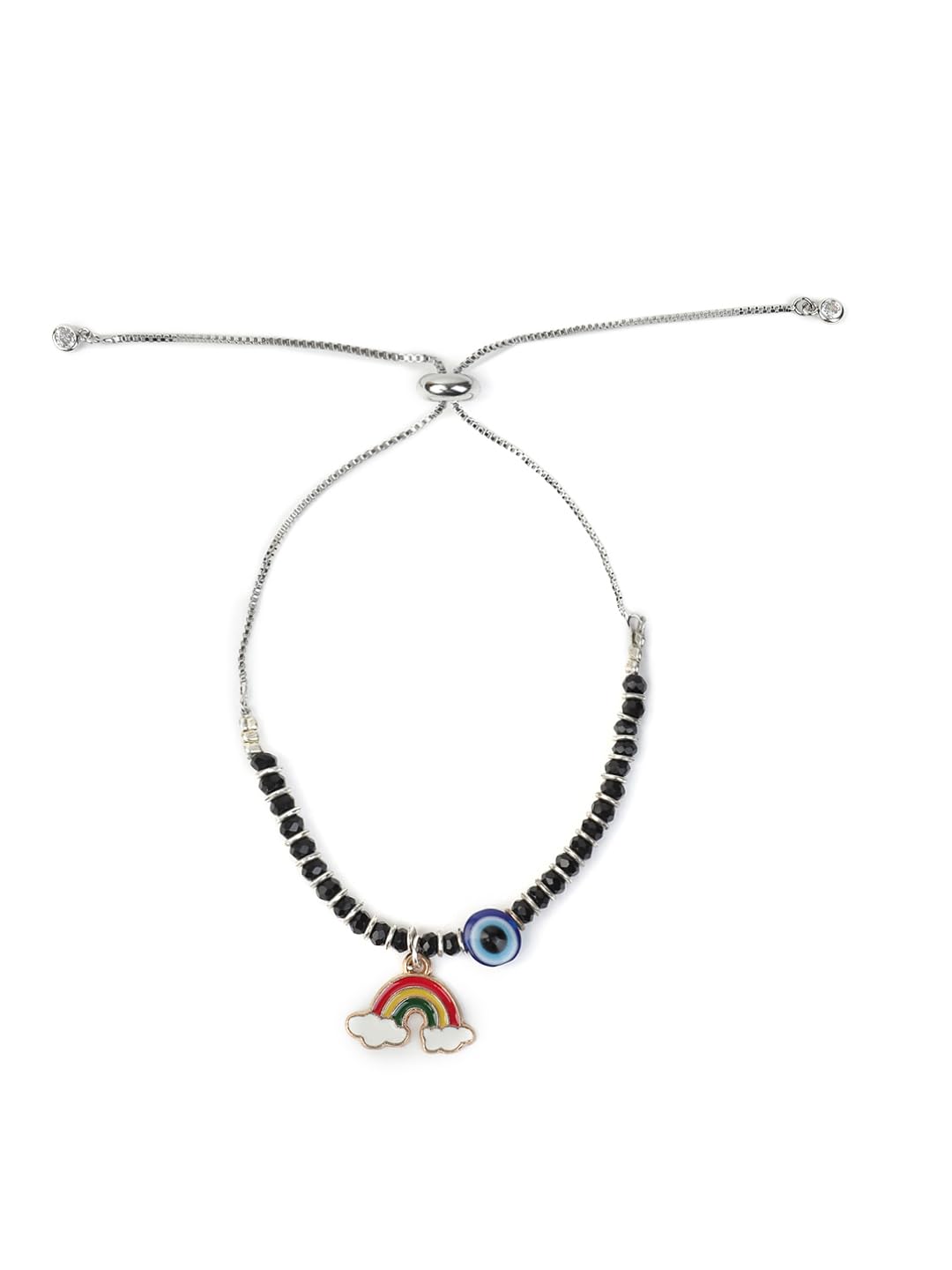 El Regalo Cute & Fancy Baby Evil Eye Nazaria Bracelet Rakhi with Roli Chawal, Rakhi Message Card in Rakhi Gift Box - Kids Evil Eye Adjustable Chain Rakhi (Rainbow Evil Eye Nazaria Rakhi)