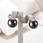 El Regalo 2 Pairs Pearls Earrings- Front & Back Double Sided Small & Big Simulated Pearl (White & Grey) Stud Earrings for Girls & Women