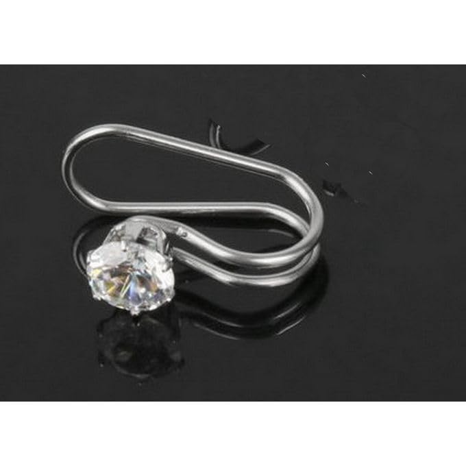 El Regalo 1 Pair Clip On Cartilage Non Piercing Earrings Set for Girls & Women- Trendy Clip On Earrings (Silver Crystals)