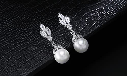El Regalo Zircon Pearls Earrings- American Diamond Party Pearls Earrings for Girls & Women - Gift for Her (Ziron Pearl Stud Earrings)