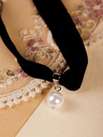 Sacina Gothic Pearl Choker, Pearl Choker Necklace, Black Velvet Choker, Halloween Christmas New Year Jewelry Gift For Women