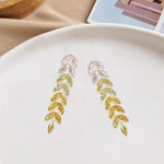 El Regalo Gradient Crystal Long Chandelier Tassel Dangle Earrings - Rhinestone Leaf Drop Statement Earrings for Women, Lightweight, Comfortable, Sparkling Jewelry (Yellow)