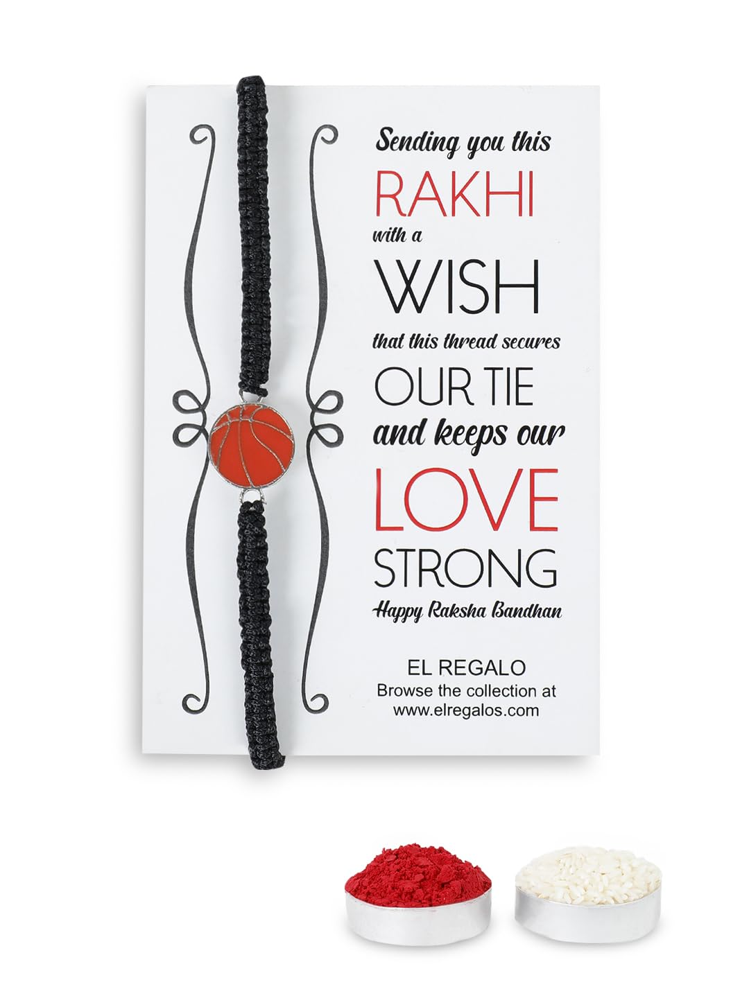 El Regalo 1PC Sports Balls Rakhi for Brother- Cute & Fancy Balls Bracelet Rakhi for Sports Lover Brother with Roli Chawal in Rakhi Gift Box (Basket ball)
