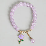 El Regalo 3PCs Opal Stone, Crystal Beads Tassel Bracelet With Cute Enamel Charms Star, Shell, Rainbow, Flowers, Swan, Pearls etc. for Kids/Girls/Teens/Women (Option-5)