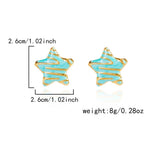 El Regalo Stainless Steel Star Stud Earrings for Girls & Women | Anti-Tarnish Gold Plated Cute Star Shape Enamel Contenporary Fashion Studs Earrings (Turquoise Green)