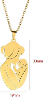 El Regalo Cute Stainless Steel Mother-Baby Pendant Necklace for Women/New Moms- Anti Tarnish Mothers Day Gift/Baby Shower Gift (Gold)