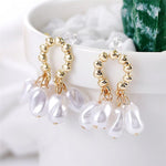 El Regalo Gold Beaded Pearl Hoop Earrings for Girls & Women - Elegant Cascading Teardrop Faux Pearl Drop Earrings - Boho Bridal Wedding Jewelry, Statement Dangle Hoops for Bridesmaids, Anniversary & Prom Gift