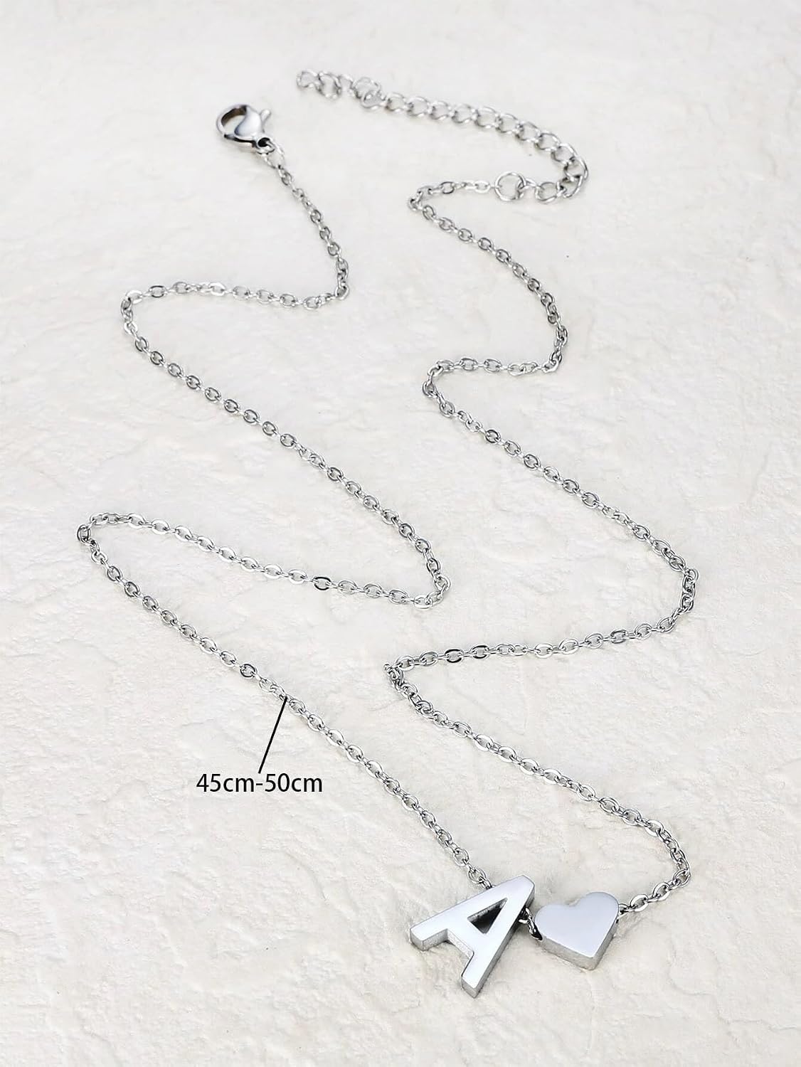 El Regalo Heart A Initial Letter Pendant Necklace- Stainless Steel A Heart Necklace for Girls & Women (Silver)