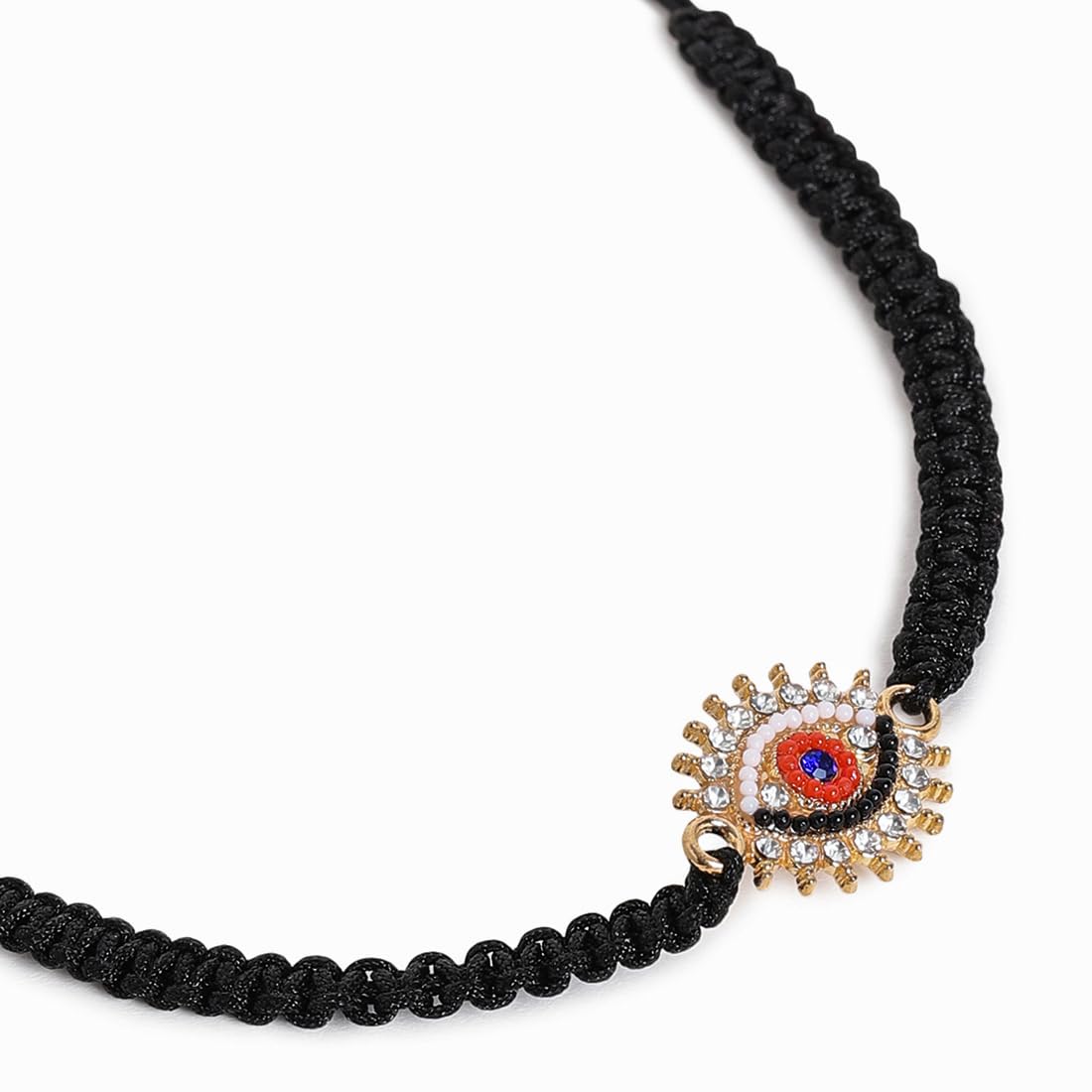 El Regalo 1PC Evil Eye Rakhi for Bhai/Bhabhi/Bhai/Bhatija/Bhatiji- Fancy Evil Eye Rakhi with Roli Chanwal, Rakhi Card in Rakhi Gift Box (Option-4)