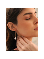El Regalo Fancy Pearl Earrings- Golden Pearl Tassel Long Statement Earrings for Girls & Women (Drop Pearl Hook)