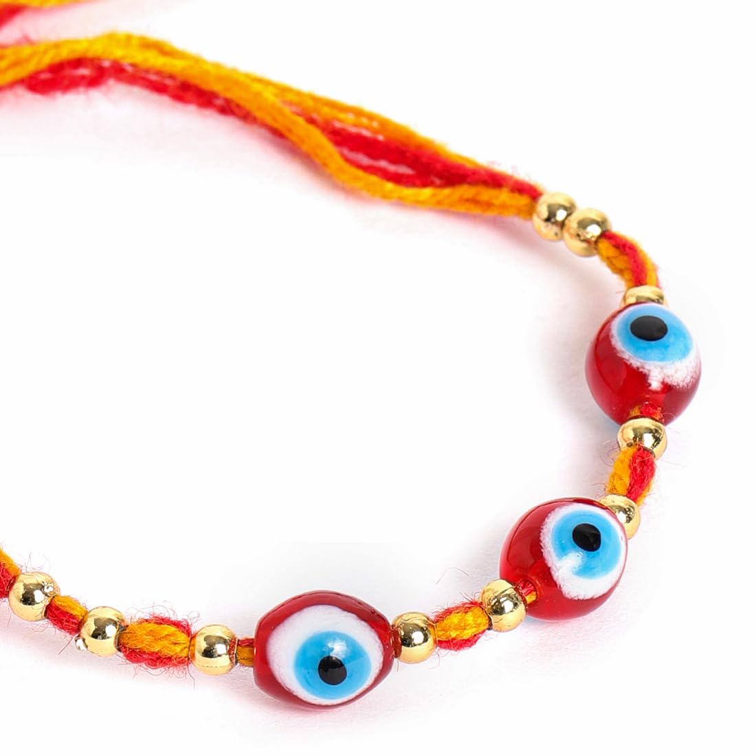 El Regalo 1 PC Evil Eye Moli Rakhi for Bhaiya - Rakshabandhan Original Evil Eye Beads Rakhi with Message Card & Shagun in Rakhi Box (Red Evil Eye, 1)