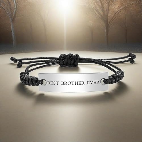 El Regalo "Best Brother Ever Bracelet Rakhi- Minimalist Stainless Steel Brother Charm Bracelet with Roli Chanwal, Message Card in Rakshabandhan Box
