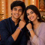 El Regalo 2PCs Minimalist & Elegant Heart Bracelet Rakhi Combo Set for Brother/Bhai/Bhaiya-Bhabhi with Roli-Chawal & Rakhi Gift Box - Handwoven, Beautifully Packaged (Purple & Blue)