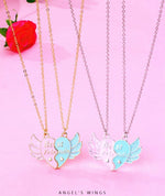 El Regalo 2 PCs Best Friend BFF Split Magnetic Matching Heart Wings Pendant Necklaces Set for Girls/Besties/Soul Sisters (BF Silver Heart Wings)