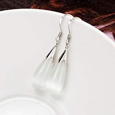 El Regalo Opal Cat's Eye Drop Earrings for Girls & Women - Valentines Day Gift for Girlfriend & Wife (White)