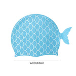 El Regalo 1PC Cute Mermaid Fish Tail Silicon Swimming Cap for Kids, Girls, Boys, and Teens (Blue)