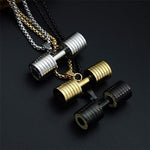 El Regalo Stainless Steel Gym Fitness Dumbbell Pendant Necklace for Boys/Men- Go Fit Motivational Fitness Sports Jewelry for Gym Lovers (Gold)