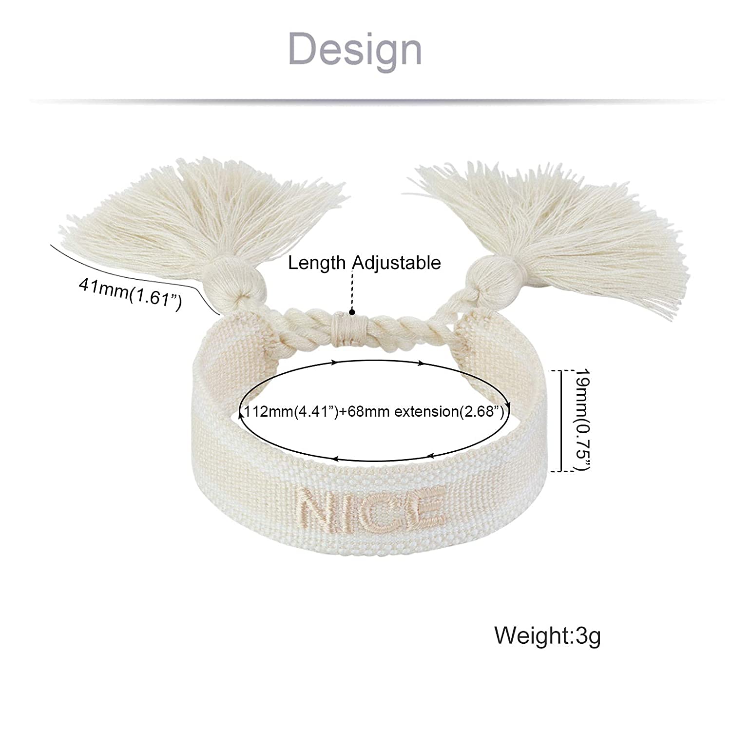 El Regalo 1 PC Knitted Motivational/Love/Friendship Unisex Adjustable Bracelet for Girls/Boys/Men & Women (Feel Good- Badami Cream)