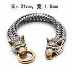 El Regalo Vintage Viking Stainless Steel Wolf Heads Bracelet Men's Punk Mesh Chain Rock Biker Jewelry