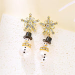 El Regalo 1Pair Cute Christmas Earrings- Xmas Tree, Wreath, Elk, Snowman, Santa Cap, Jingle Bell Earrings (Xmas Snowflake)