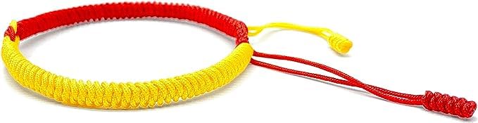 El Regalo 1PC Infinity Love Knot Lucky Rakhi for Brother - Hand Braided Amulet Knot Thread String Rakhi with Roli Chawal, Rakhi Message Card in Gift Box (Red & Yellow Mix)