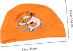 El Regalo 1PC of Cute Kids Dolphin PU Swimming Caps for Girls & Boys- Waterproof, Animal Print Swimming Cap (for Kids 6-12 Years) (Orange Fish Swim Cap)