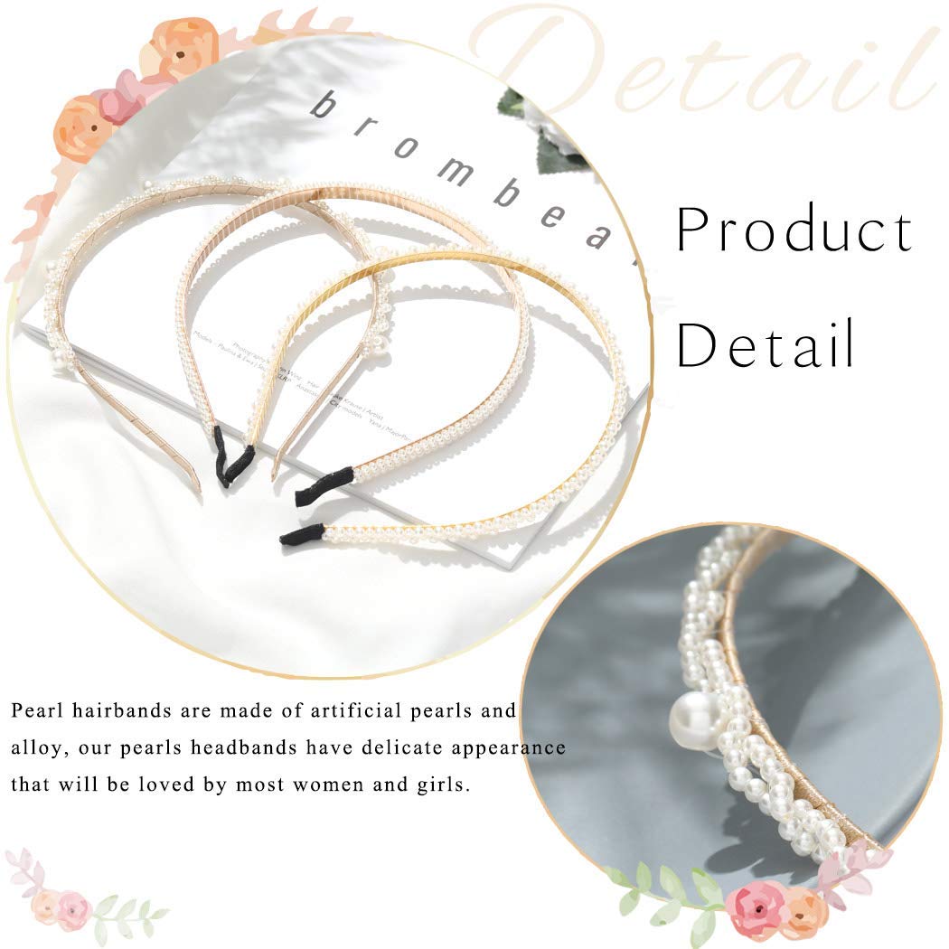 El Regalo 2 PCs Pearl Beads Decoration Plastic Hair Band for Kids, Girls and Women (Pattern 1)