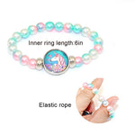 El Regalo 2 PCS Unicorn Bracelets for Girls, Rainbow Beads Bracelet Snap Holder Buttons Beaded Bubble Bracelet Pack for Kids Girls (Option-3)
