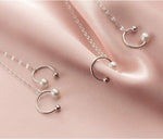 El Regalo Women's 1 Pair Pearl Studs Ear Cuff Earrings- Tassel Chain Imitation Pearl Punk Style Ear Cuff Clip Earrings