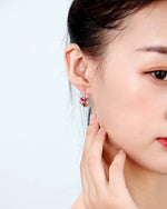 14K Rose Gold Huggie Stud Earrings for Women Gold Hoop Earrings Multicolored Crystal Elements Fashion Bridal Jewelry, Brass, crystals