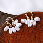 El Regalo Gold Beaded Pearl Hoop Earrings for Girls & Women - Elegant Cascading Teardrop Faux Pearl Drop Earrings - Boho Bridal Wedding Jewelry, Statement Dangle Hoops for Bridesmaids, Anniversary & Prom Gift