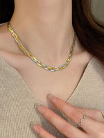 El Regalo Western Tri-Color Stainless Steel Braided Woven Collor Chain Necklace for Girls & Women- Anti Tarnish, Contemporary Necklace