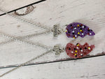 EL REGALO 2 Pcs Best-Friend Pink Purple Resin Heart Pendant Necklace Set For For Girls