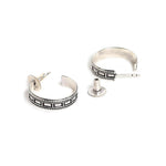 El Regalo 2 Pairs Tribal Oxidized Half Hoop Earrings, Huggie Earrings- Hammered Bohemian Oxidized German Silver Baali Earrings (Option-1)