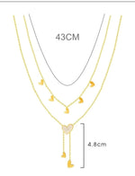 El Regalo Stainless Steel Double Layered Tassel Love Hearts Necklace for Girls & Women- Anti Tarnish, Elegant, Waterproof Hearts Necklace