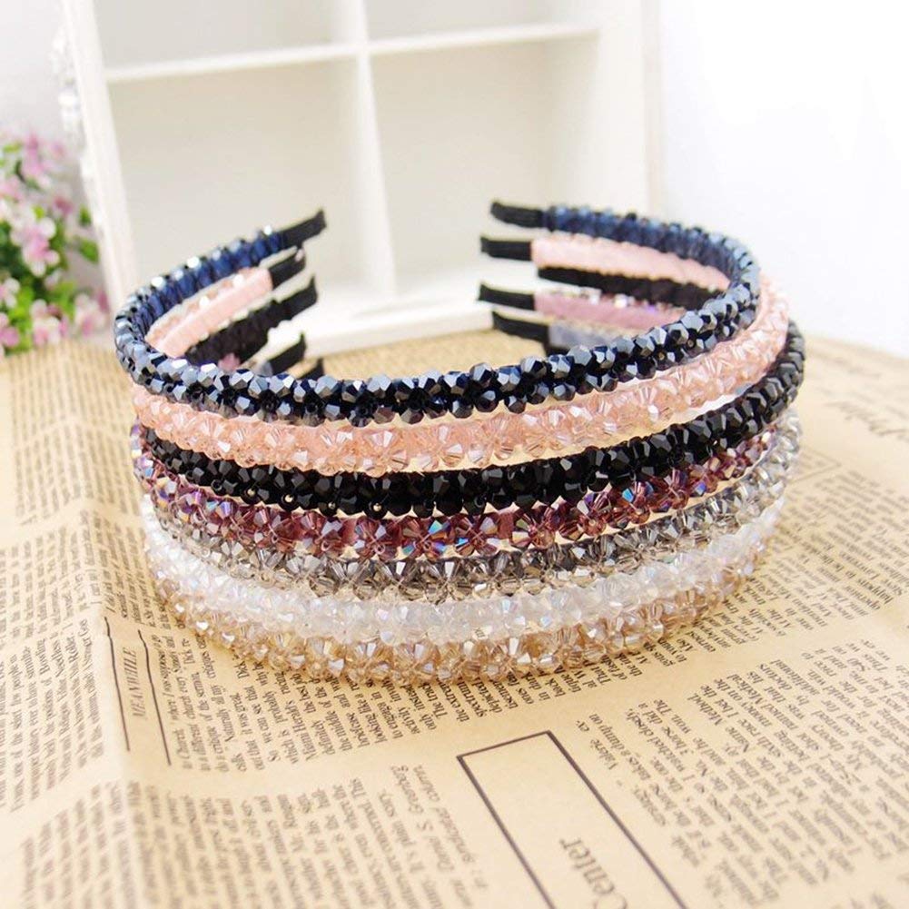 El Regalo 2PCs Rhinestone Hair Bands for Kids/Girls/Teens/Women | Tiara Bridal Headpieces | Crystal Headband Fine Glitter Crystal Hairband Rhinestone Headband (Blue & Jamuni)