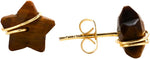 El Regalo Natural Stones Star Stud Earrings- Handcfated Wire Wrapped Celestial Star Earrings for Girls & Women (Brown Tiger Eye)