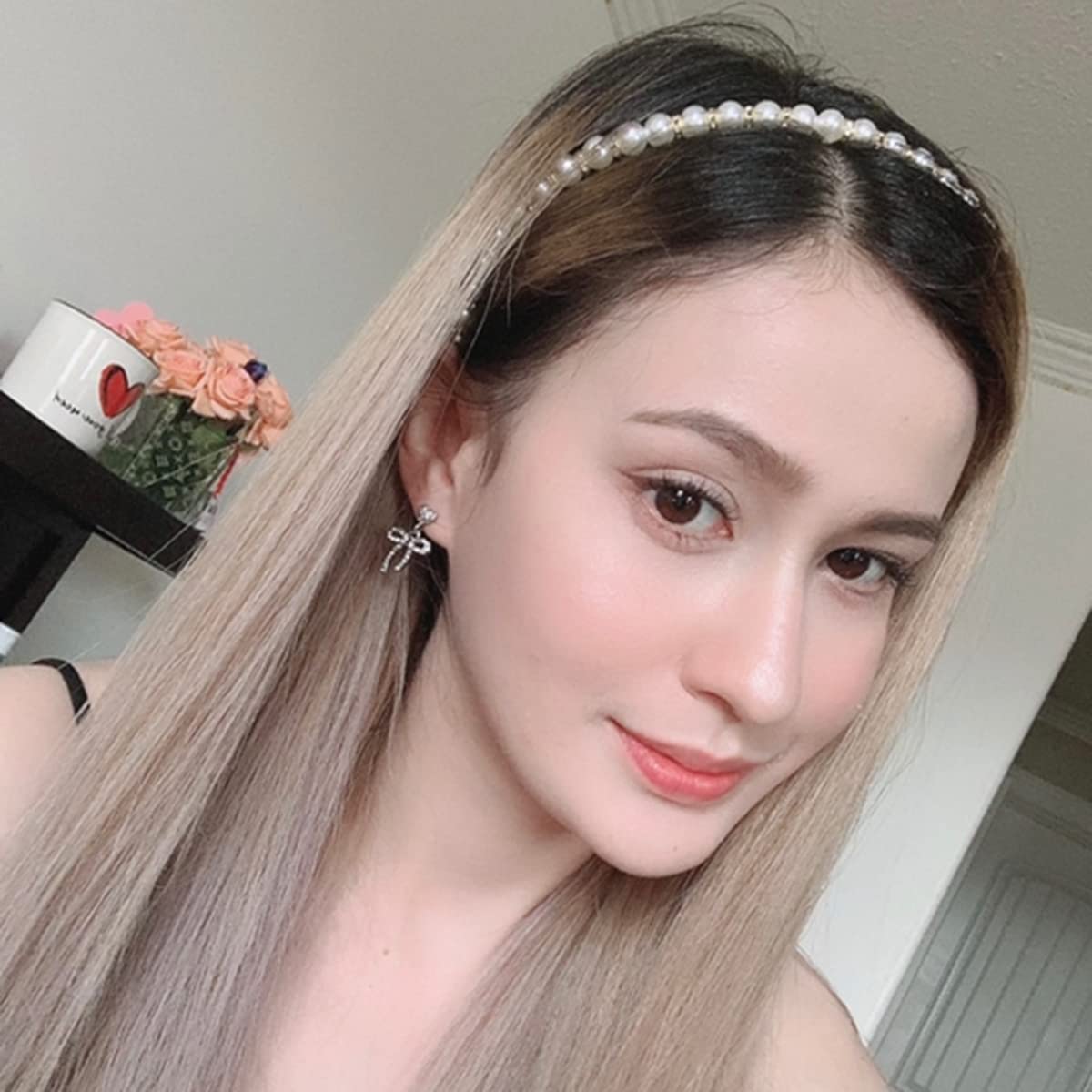 El Regalo 2 PCs Pearl Beads Hair Band Headband for Kids, Girls and women | Bridal Fancy Wedding Party Pearls Hairbands (Option- 2)