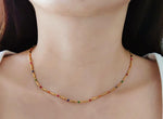 El Regalo 1 Pc Stainless Steel No Rust/Anti Tarnish Quinn Necklace In Multi- Dainty Multi Colored Stainless Steel Chain Necklace For Women