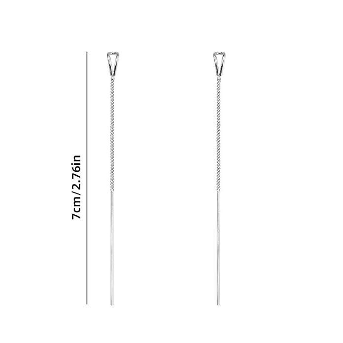 El Regalo Minimalist Threader Earrings for Women | Long Chain Drop Dangle Earrings | Elegant Pull Through Ear Thread Earrings | Sui Dhaga Tassel Threaders (Silver Drop Threader)