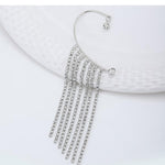 El Regalo 1 Pair Shining Long Tassel Earcuff Climber Earring- Contemporary Ear Cuff Wrap, No Piercing Ear Climber Earring for Girls & Women (Silver)