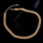 El Regalo Titanium Stainless Steel Flat Cuban Chain Link Braided Choker Chain Necklace for Women Teen- Gold Anti Tarnish Chunky Snake Choker Elegant Jewelry