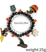 El Regalo 1PC Halloween Bracelet for Girls & Women- Halloween Beaded Stretch Bracelet Ghost Pumpkin Spider Cat Witch Charm Bracelet Halloween Costume Jewelry (Style-1)