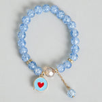 El Regalo 3PCs Opal Stone, Crystal Beads Tassel Bracelet With Cute Enamel Charms Star, Shell, Rainbow, Flowers, Swan, Pearls etc. for Kids/Girls/Teens/Women (Option-4)