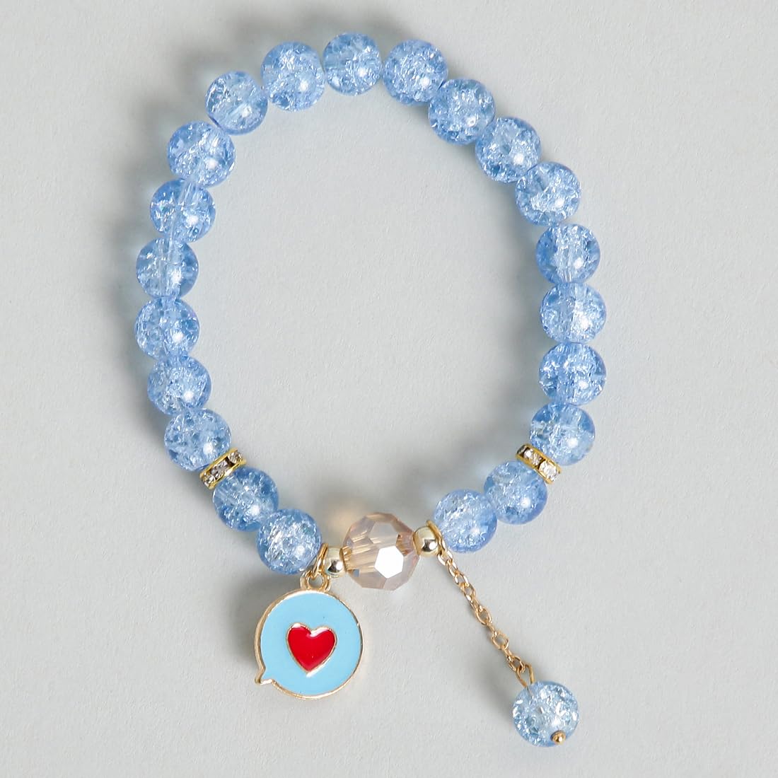 El Regalo 3PCs Opal Stone, Crystal Beads Tassel Bracelet With Cute Enamel Charms Star, Shell, Rainbow, Flowers, Swan, Pearls etc. for Kids/Girls/Teens/Women (Option-4)